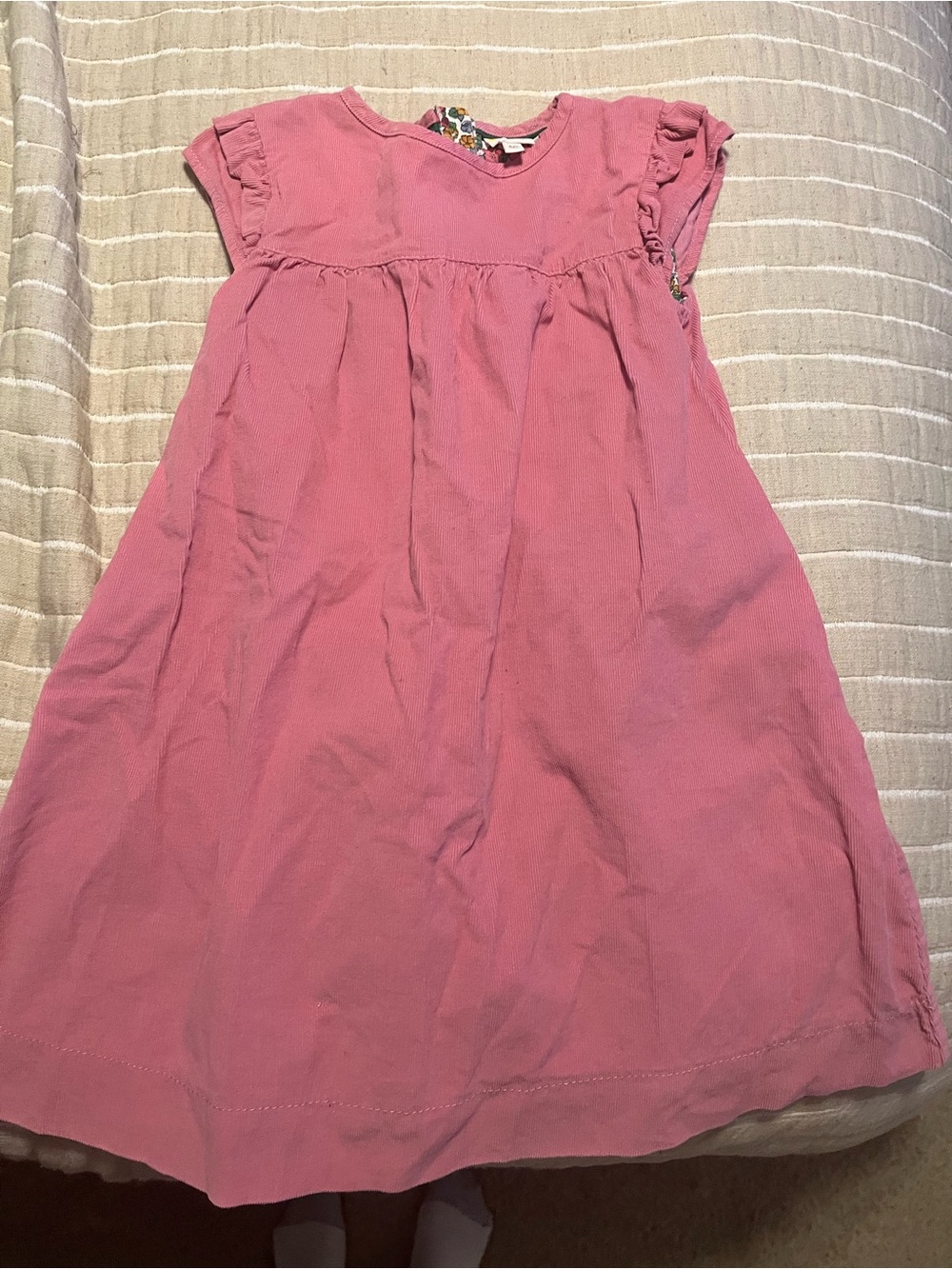 Mini Boden  Pink Short-Sleeve Corduroy Dress